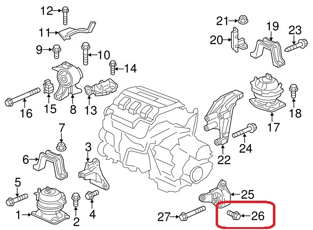 ( 1 ) Genuine Honda 95701-1003008 FLANGE BOLT (10X30) Engine Mount