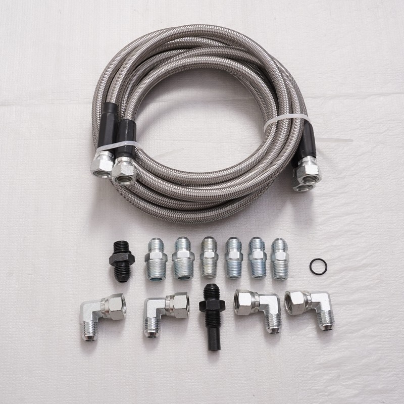 Kit For 4L60E 4L80E Flexible SS Braided Transmission Cooler Lines Kit -6AN Hose