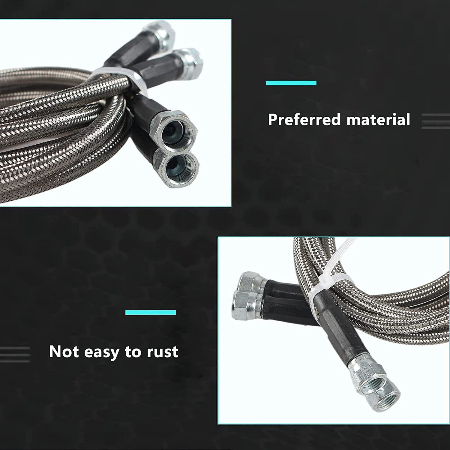 SS Braided Transmission Cool Hoses Lines Kit For Chevy Ford TH350 700R4 TH400