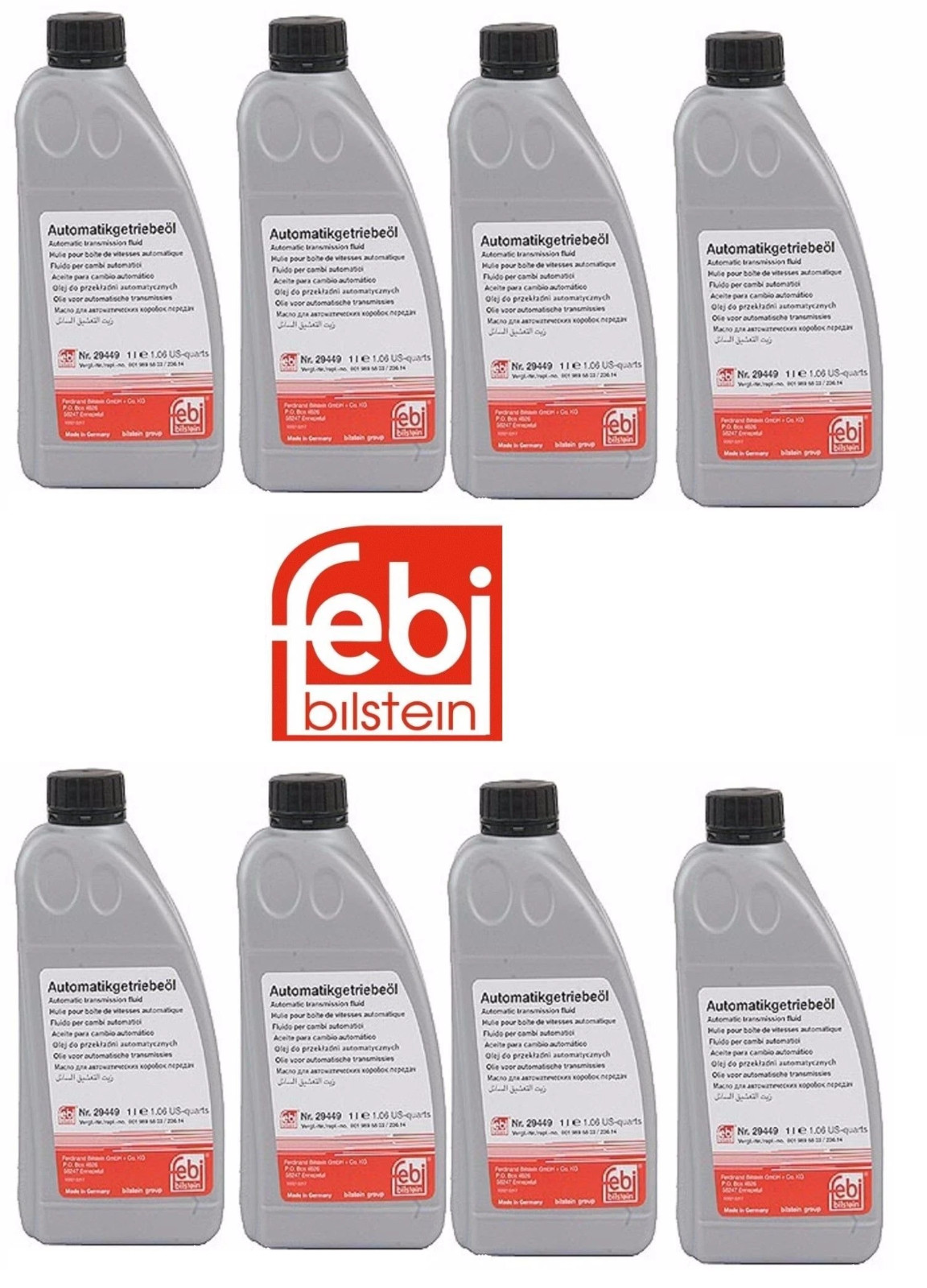 Set of 8 Quart 236.14 Red Auto Trans Oil Fluid Febi For Mercedes Jaguar Dodge