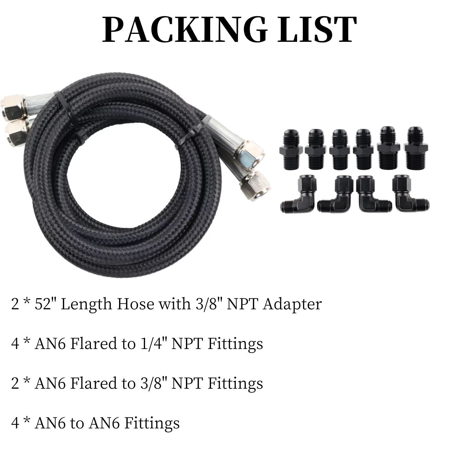 AN6 52” Nylon Braided Transmission Cooler Hose Line Fitting TH350 700R4 TH400