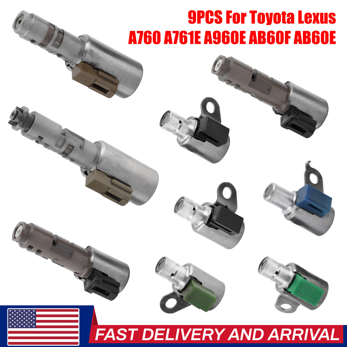 9Pcs 6-Speed Transmission Shift Solenoid Kit For IS250 IS350 GS430 GS300 A960E
