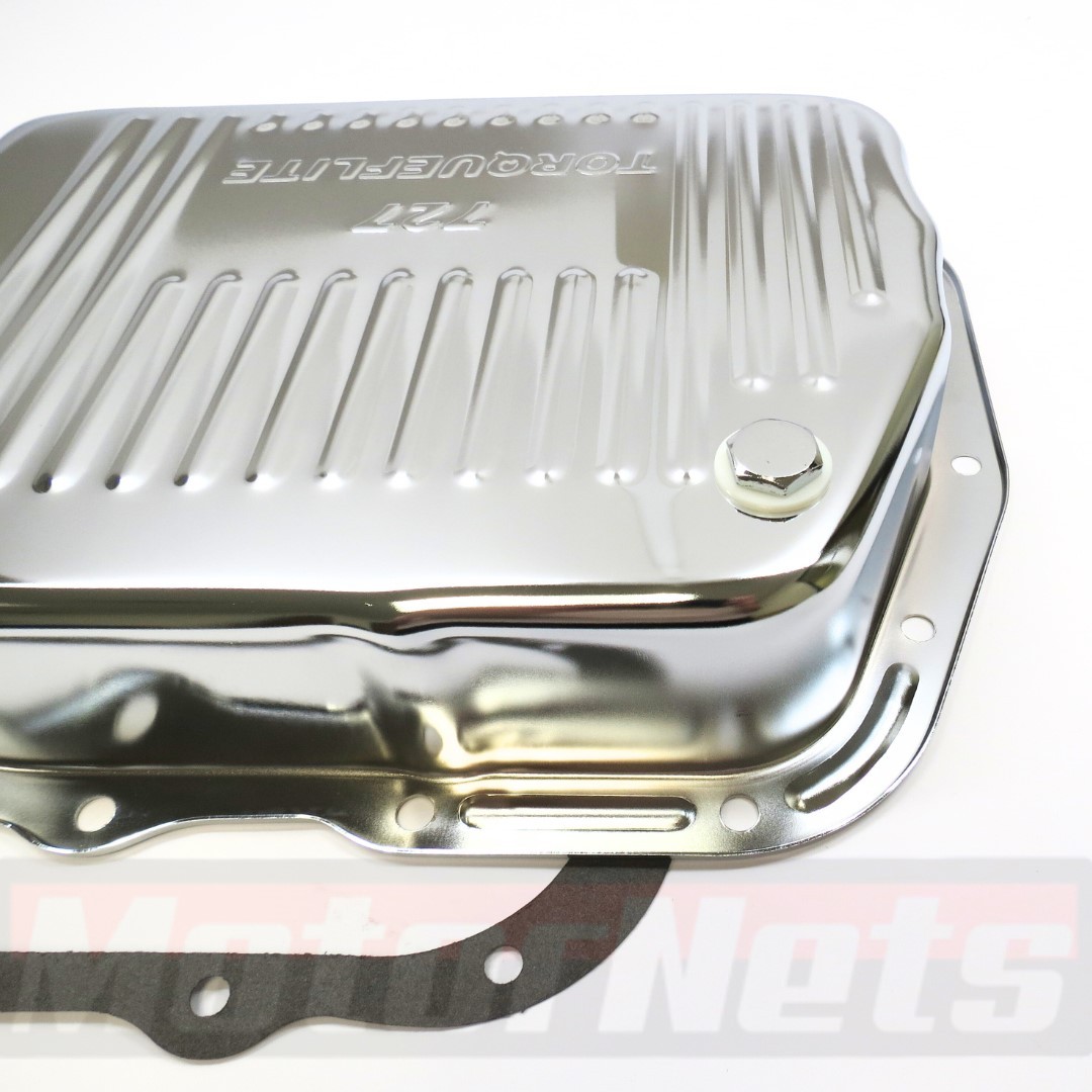 Chrysler 727 Torqueflite Transmission Pan+Gasket Stock Depth Mopar Dodge Chrome