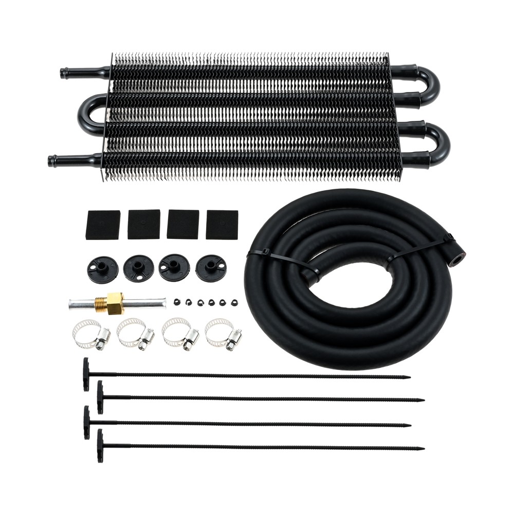 5/16″ Transmission Oil Cooler Hose Kit Aluminium 4 Pass Tube and Fin Oil Black
