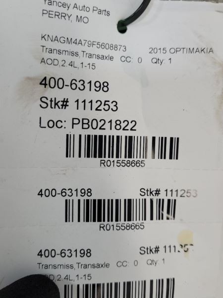 2015 15 KIA OPTIMA Automatic Transmission 2.4L VIN 7 8th Digit Korea Built