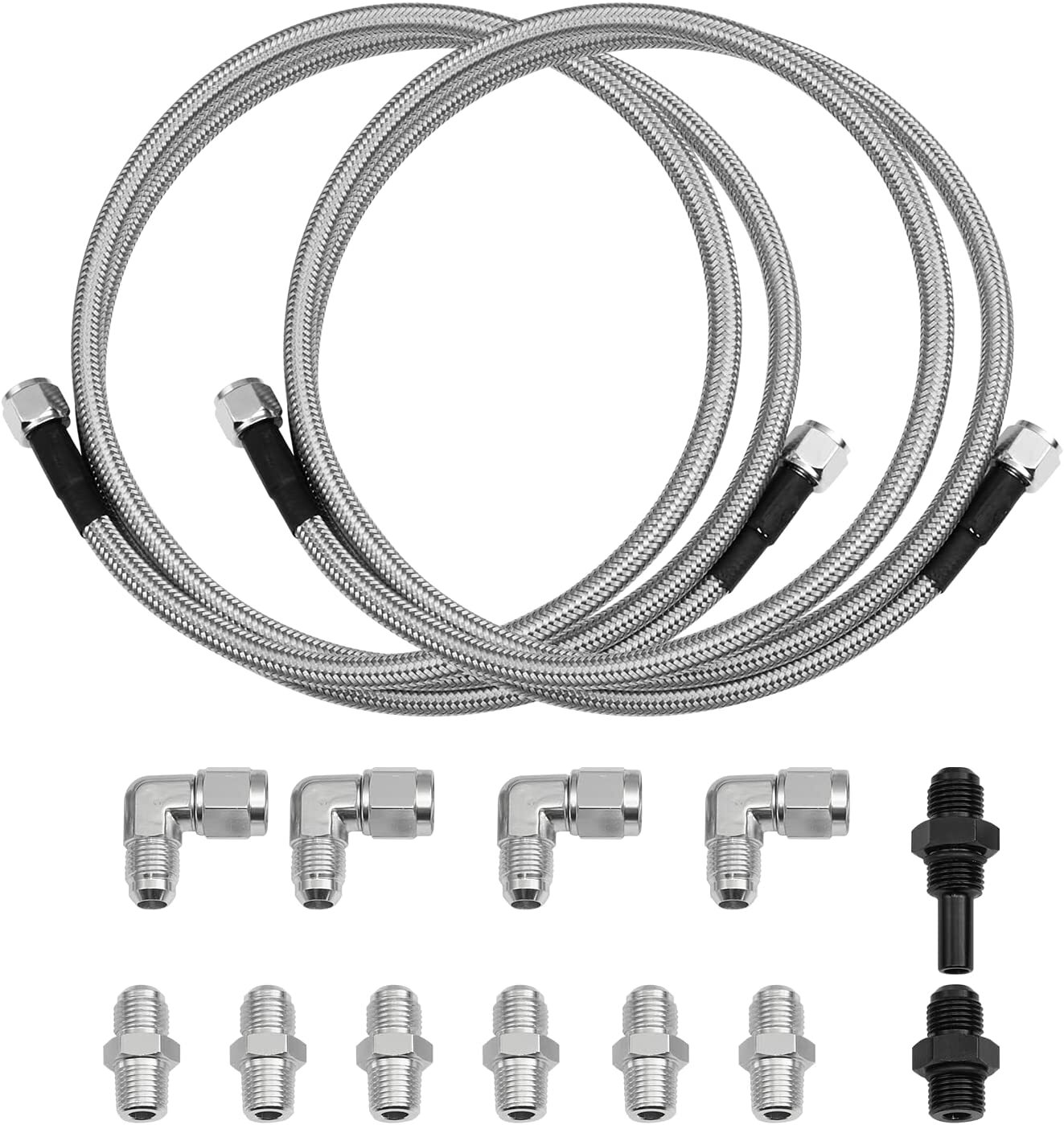 For GM 4L60E 4L80E Flexible SS Braided Transmission Cooler Lines Kit -6AN Hose