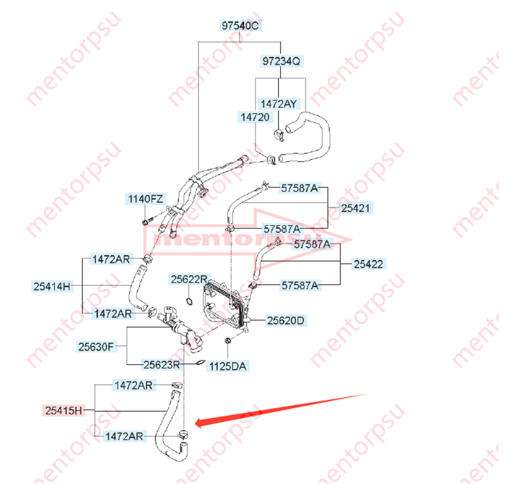 NEW Cooling Trans Oil Cooler-Lower Hose For HYUNDAI 13-18 Santa Fe 25415-2W500
