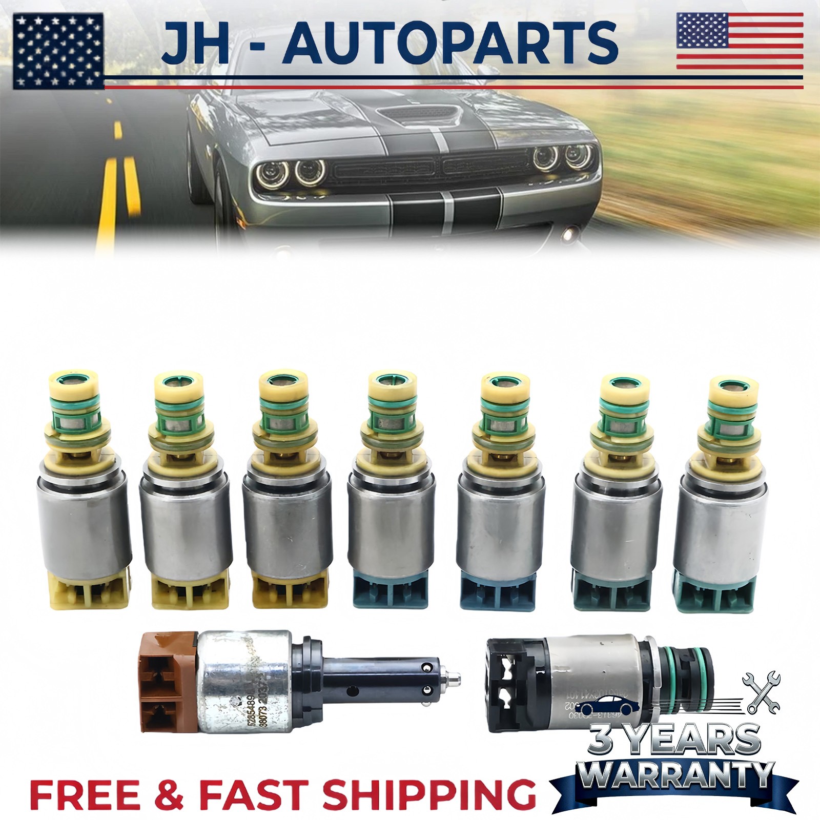9 Pcs 845RE kit Transmission Solenoid Fits Dodge Charger Jeep Grand Cherokee Ram