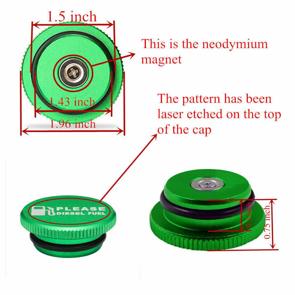 Diesel Fuel Tank Caps Aluminum for 2013-2018 Dodge Ram 2500 3500 Cummins