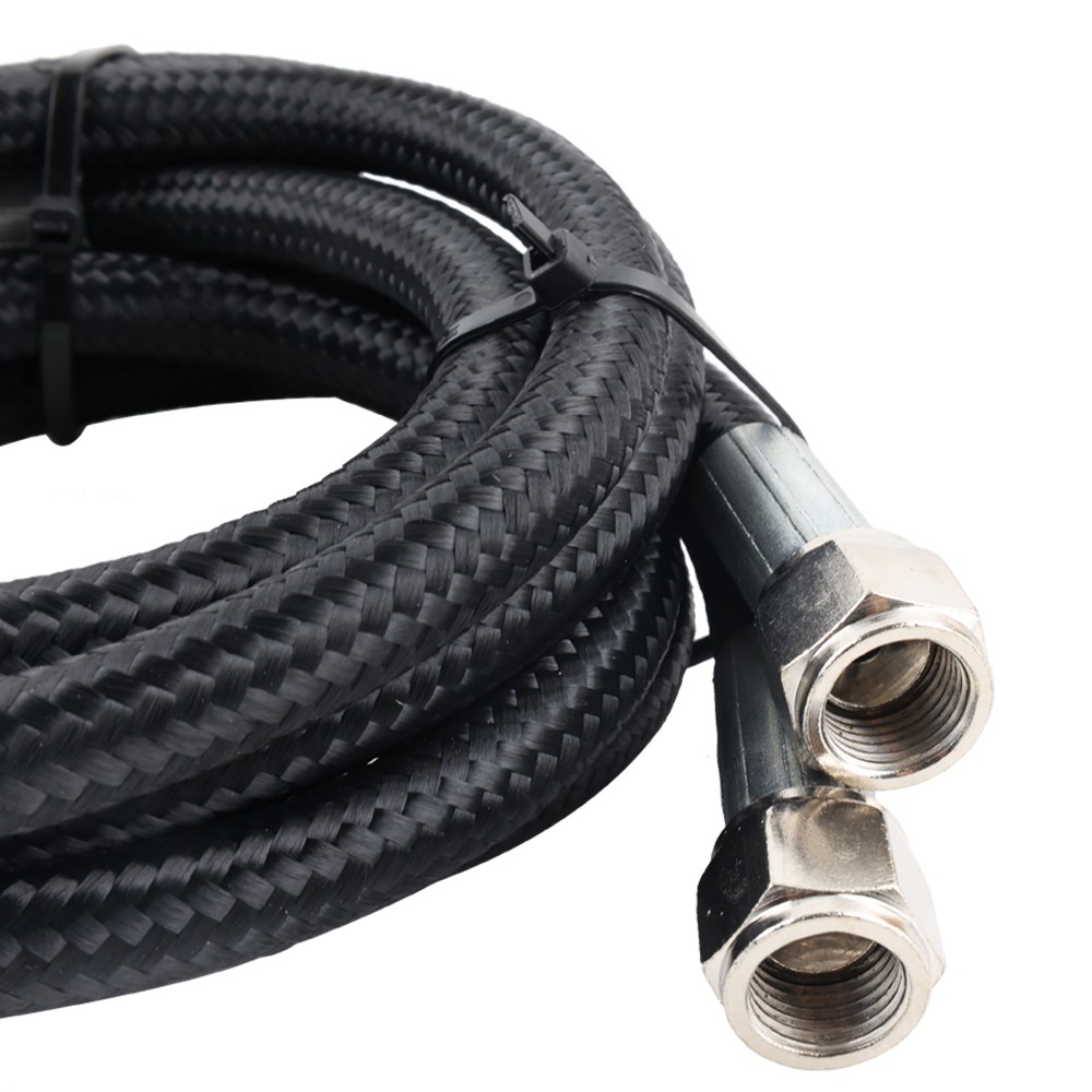 BLK 52” Nylon Braided Transmission Cooler Hose Line Fitting TH350 700R4 TH400