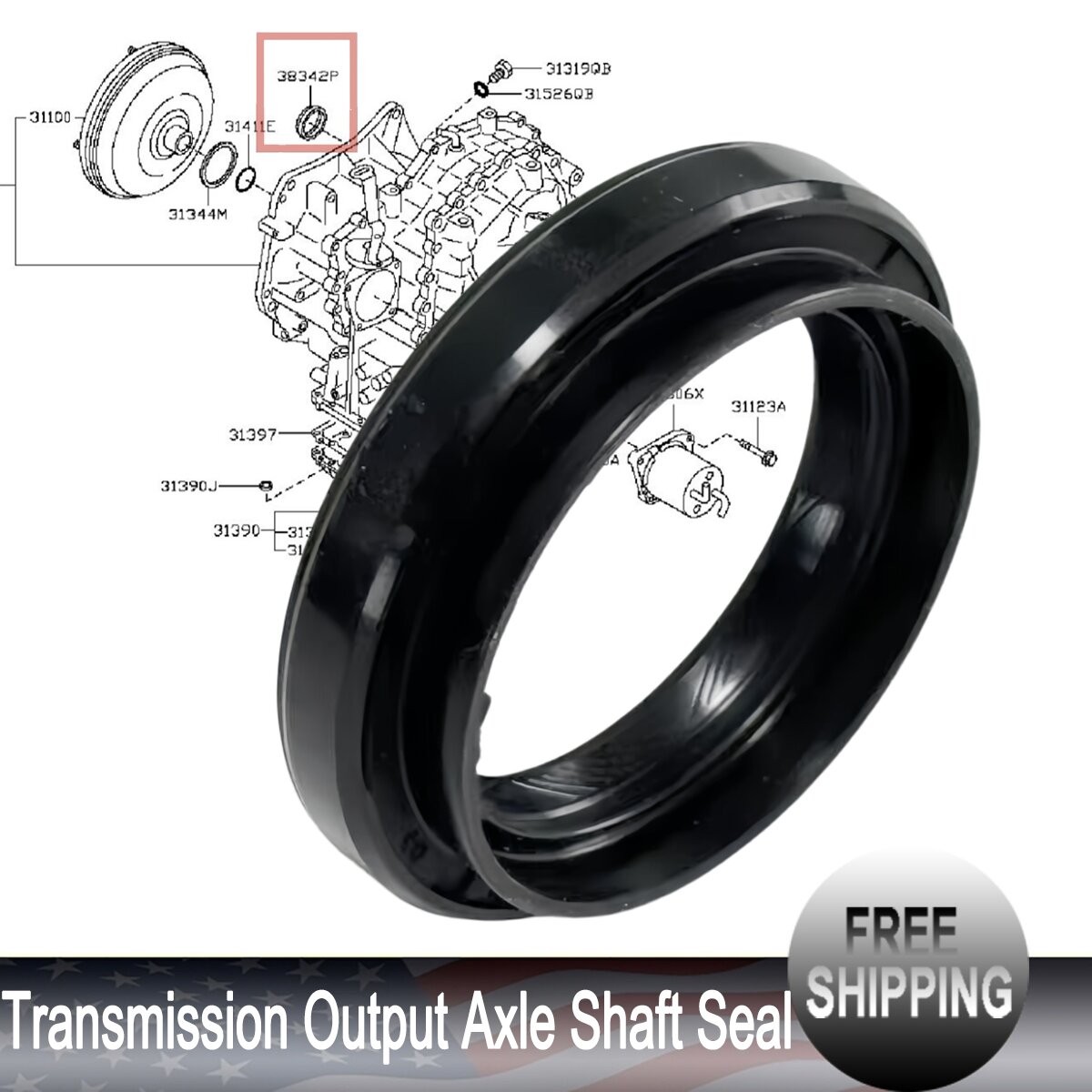 Transmission Output Axle Shaft Seal For 2007-2012 Nissan Versa 1.8L 38342-8E001