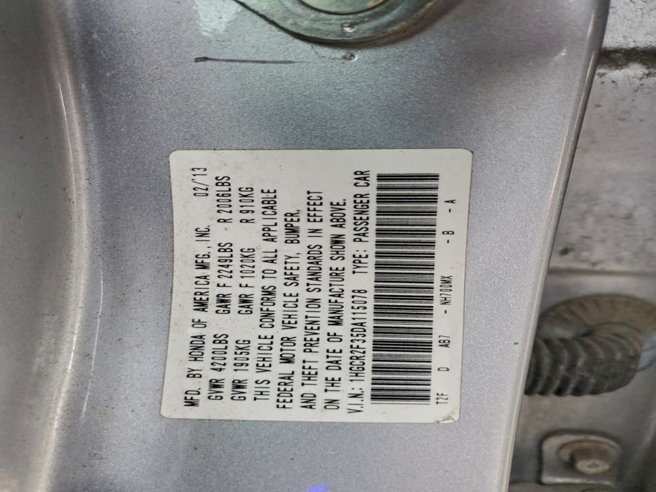 Automatic Transmission 2.4L CVT Fits 13 ACCORD 2452947