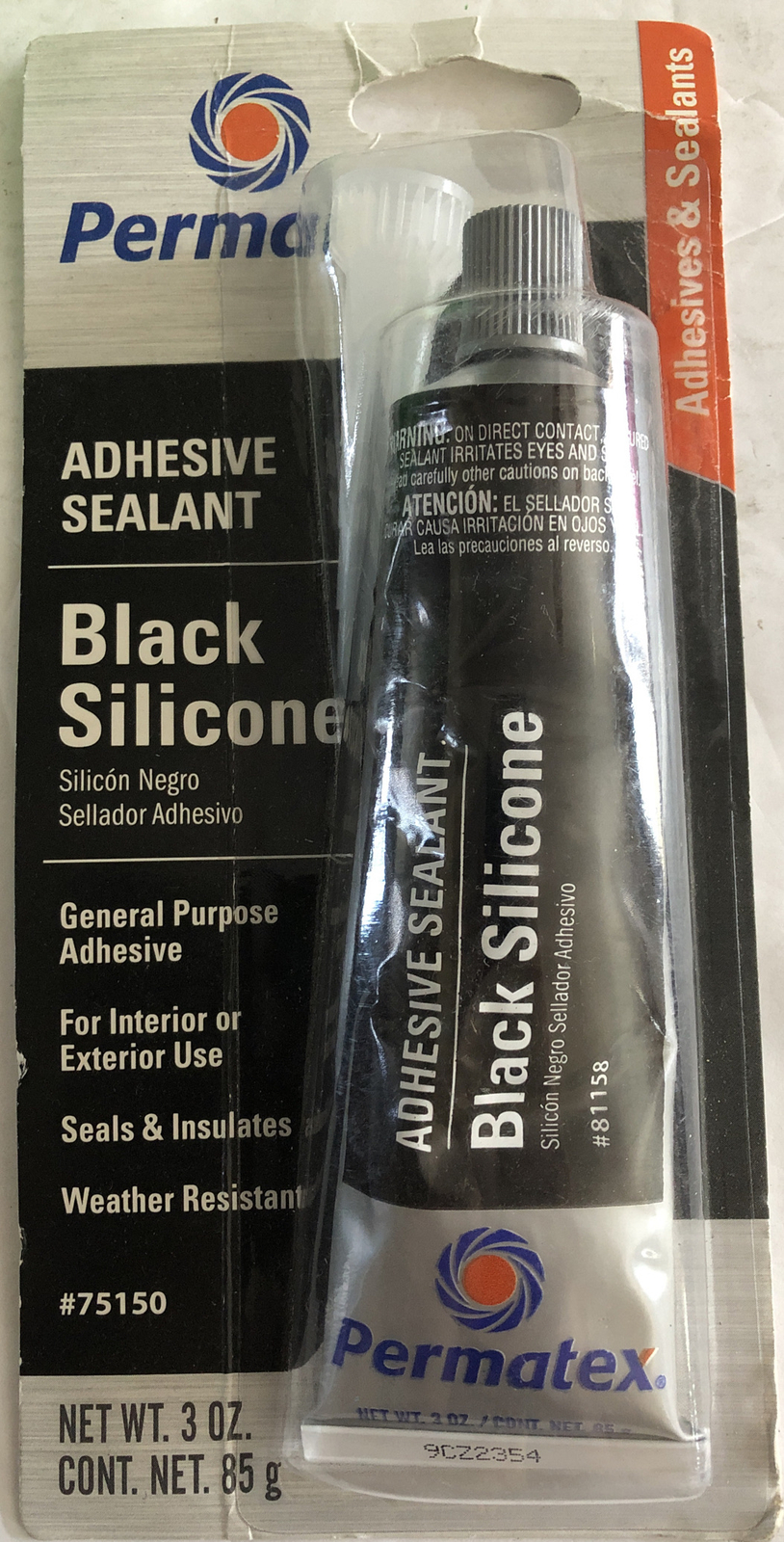 Permatex Black Silicone Adhesive Sealant 3 oz. Tube # 75150