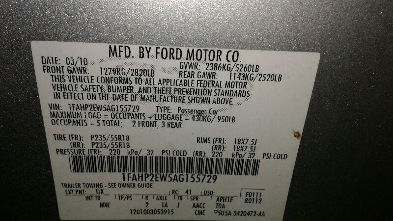 Automatic Transmission From 2010 Ford Taurus AA8P-7000-HA 6F50