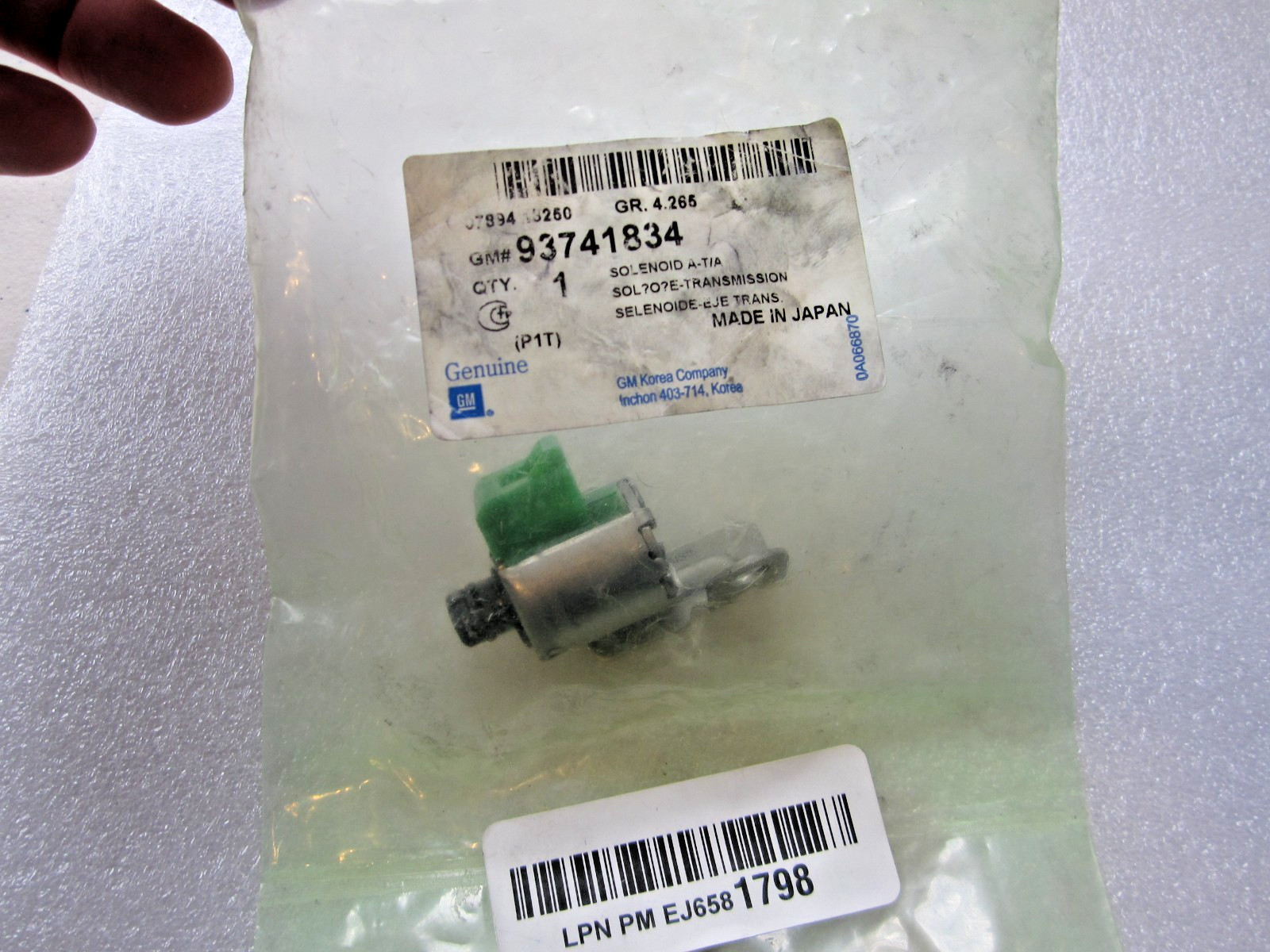 NEW GM Parts 93741834 Automatic Transmission Main Control Solenoid Made in Japan