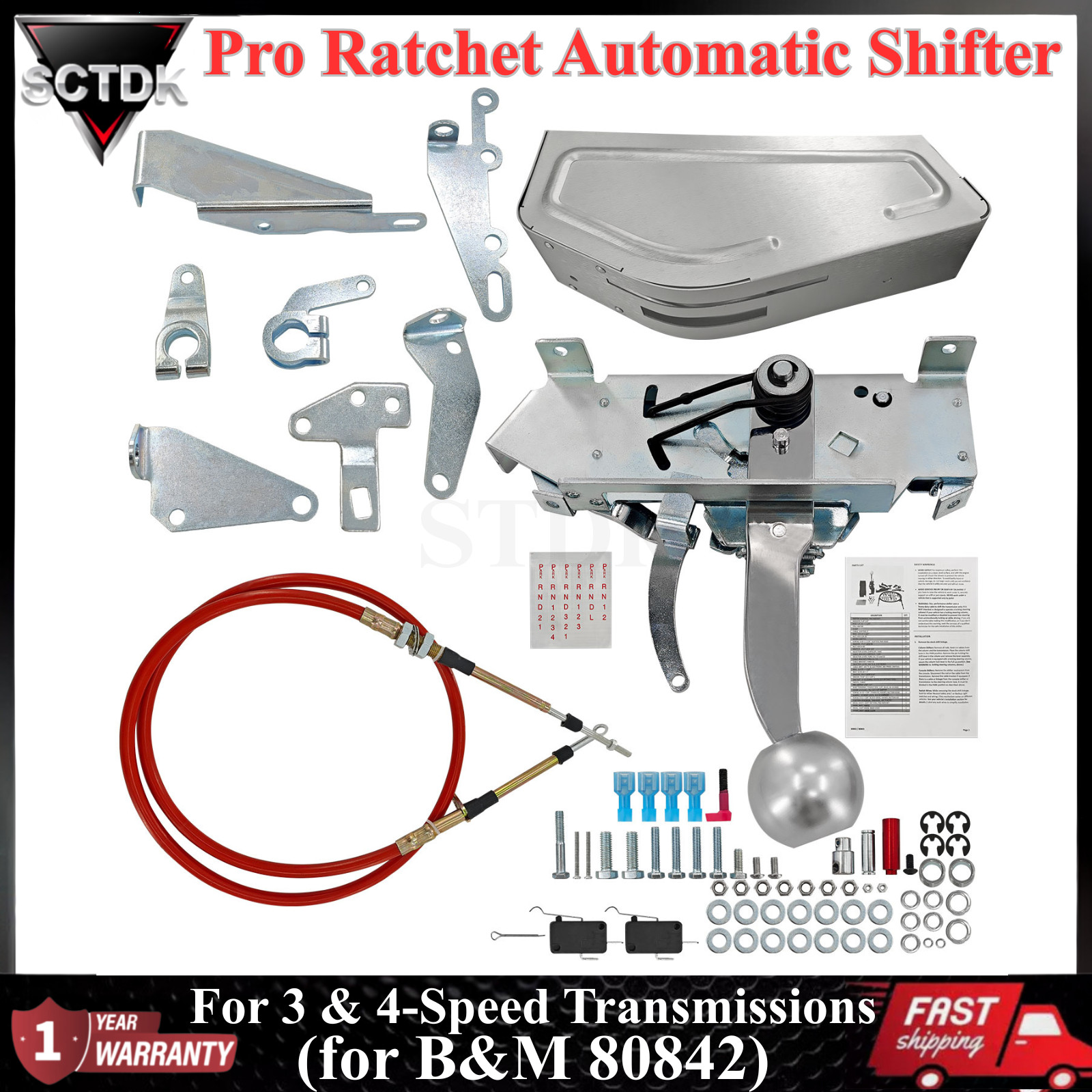 For B&M 80842 Pro Ratchet Automatic B&M Shifter for 3 and 4 Speed Transmission