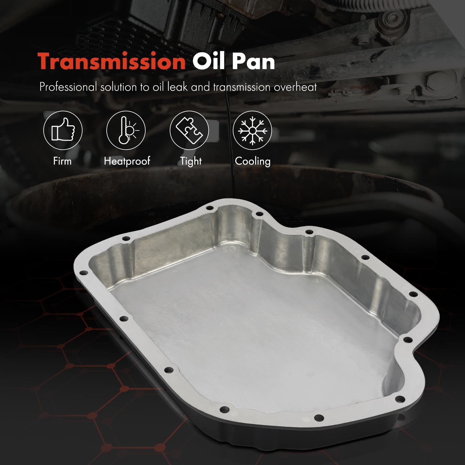 New Finned Aluminum Transmission Oil Pan for GM TH400 2-3/8 Inch Pan Depth Black