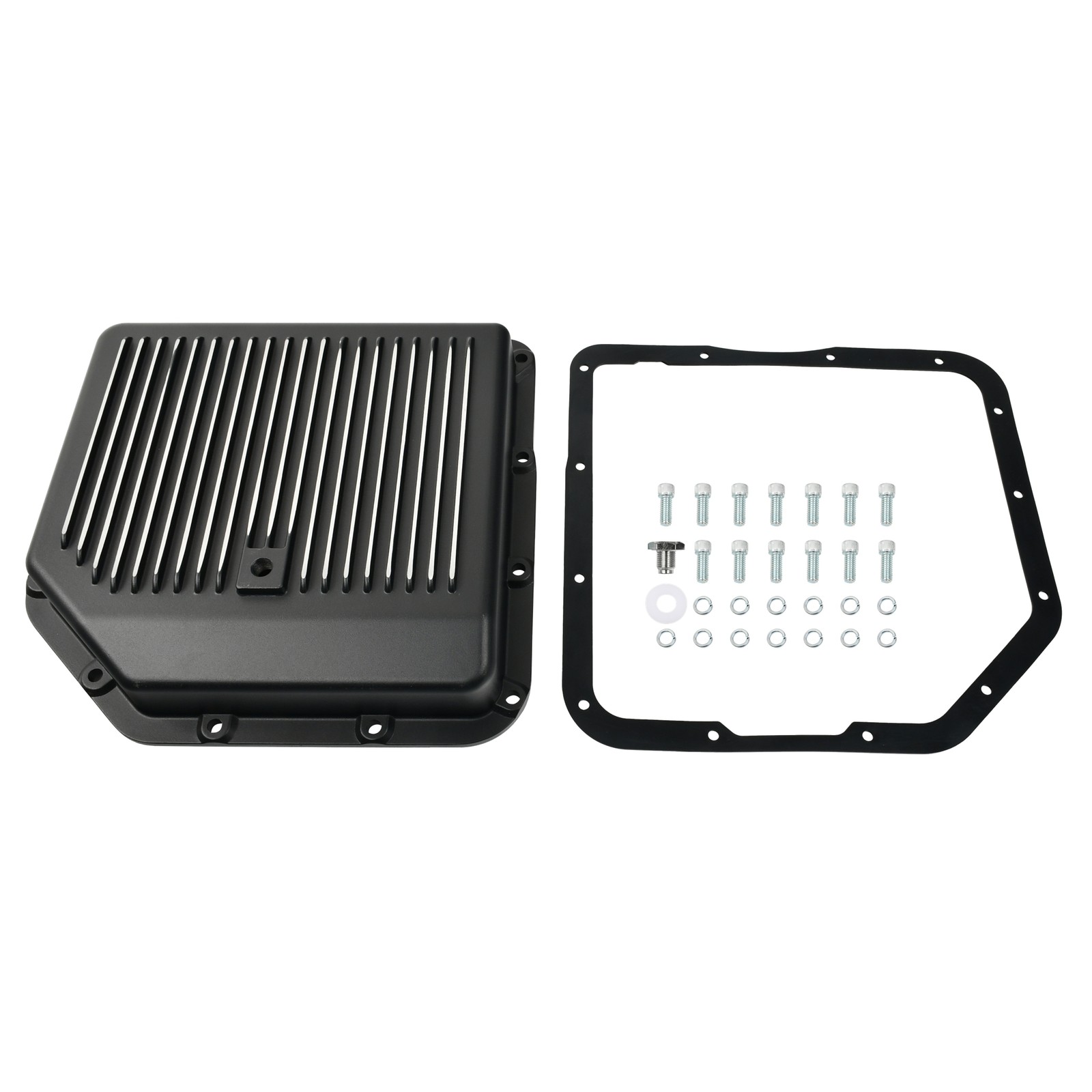 Finned Black Aluminum Transmission Pan Oil Pan Gasket for Chevy GM Turbo TH-350