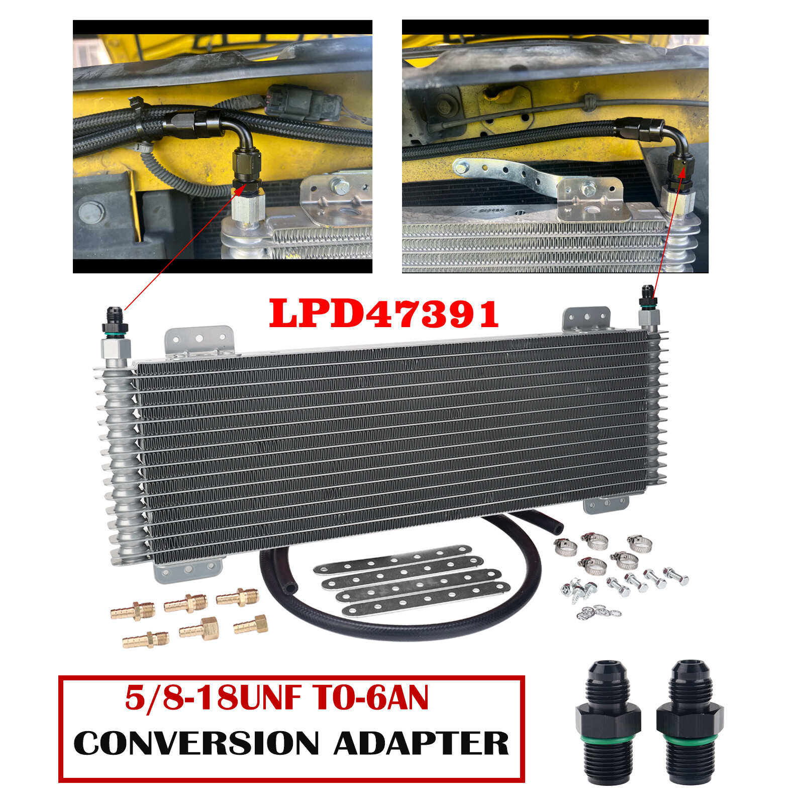 LPD47391 40000 40k GVW Transmission Oil Cooler Low-Pressure Drop+ 6AN Fittings