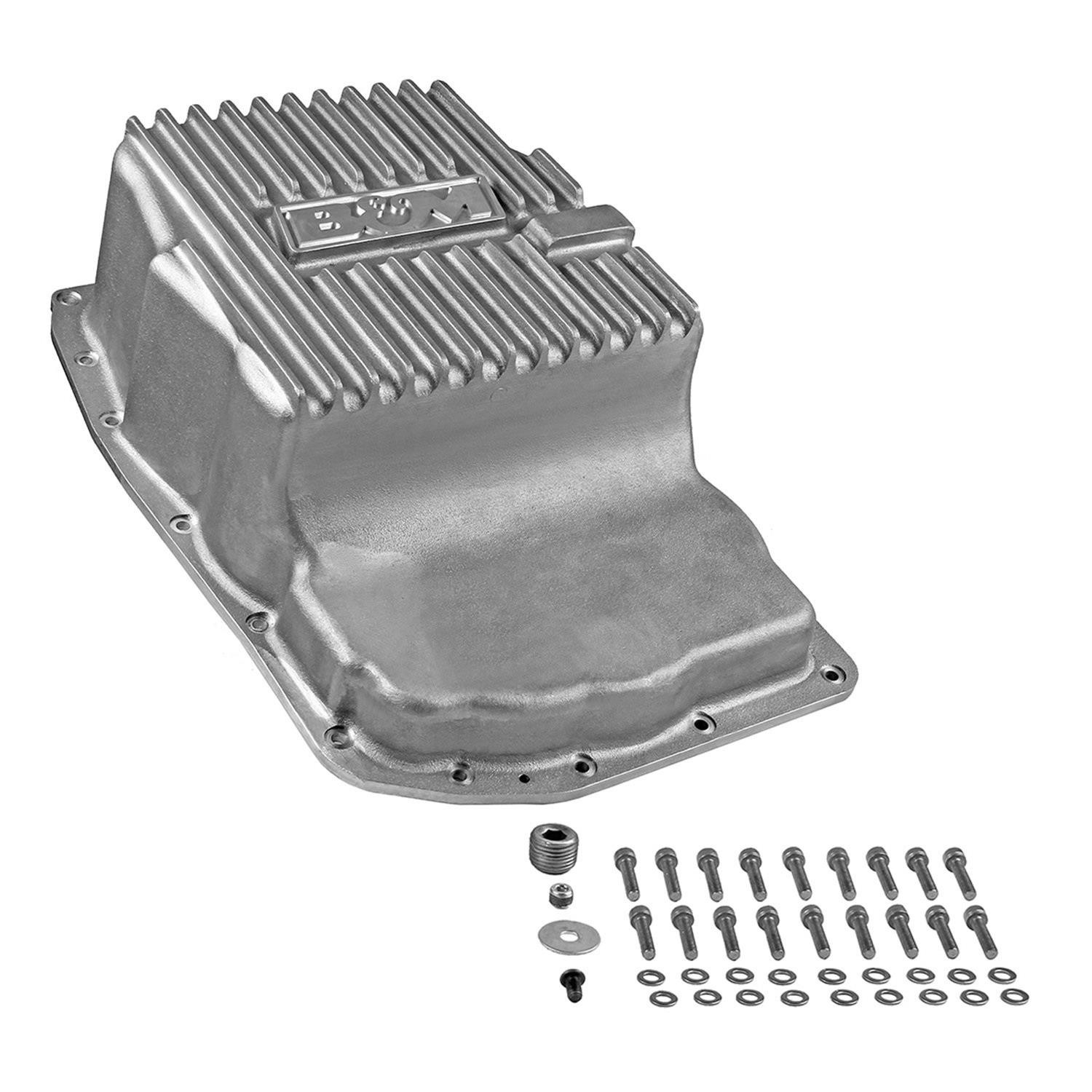 B&M 70392, Transmission Pan, Deep Style, 2 Quart, Aluminum, Natural Finish, Each