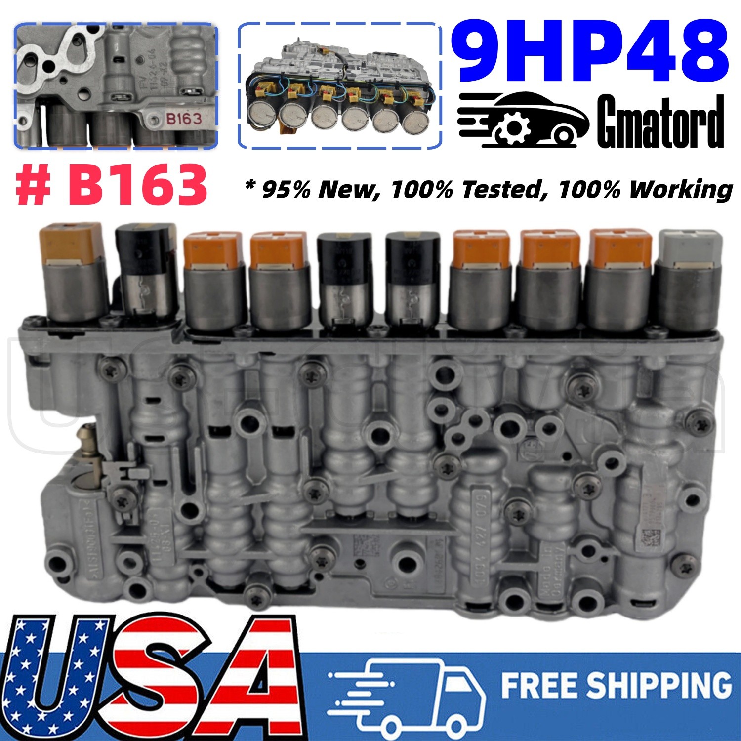 9HP48 Transmission Valve Body w/ 10 Solenoids Kit #B163 For Chrysler Honda Acura