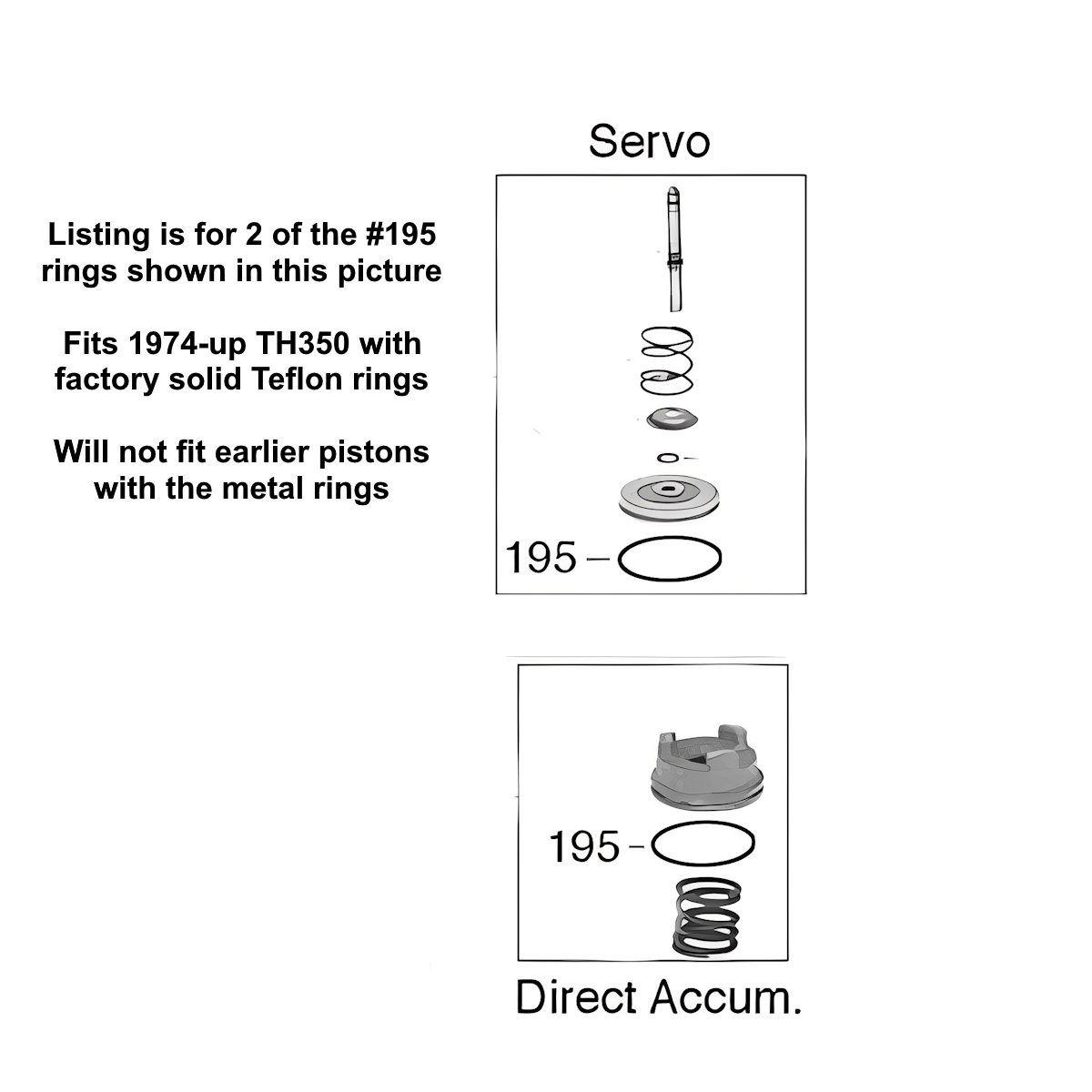 10 TH350 350 Sealing Rings Teflon for Band Servo & 2-3 Accumulator Piston 74-up