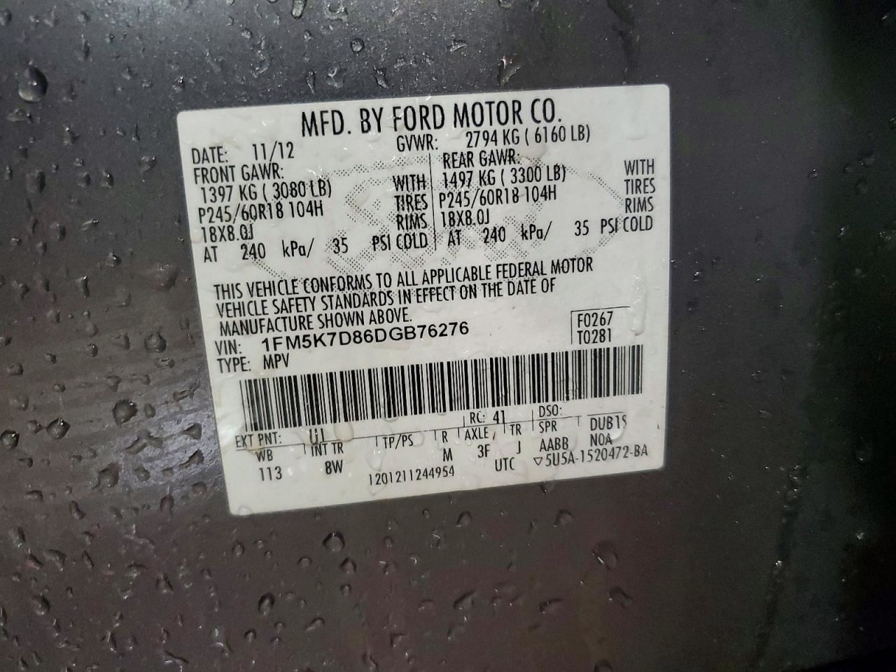 Automatic Transmission 6 Speed ID DA8P-7000-CA Fits 13 EXPLORER 889741