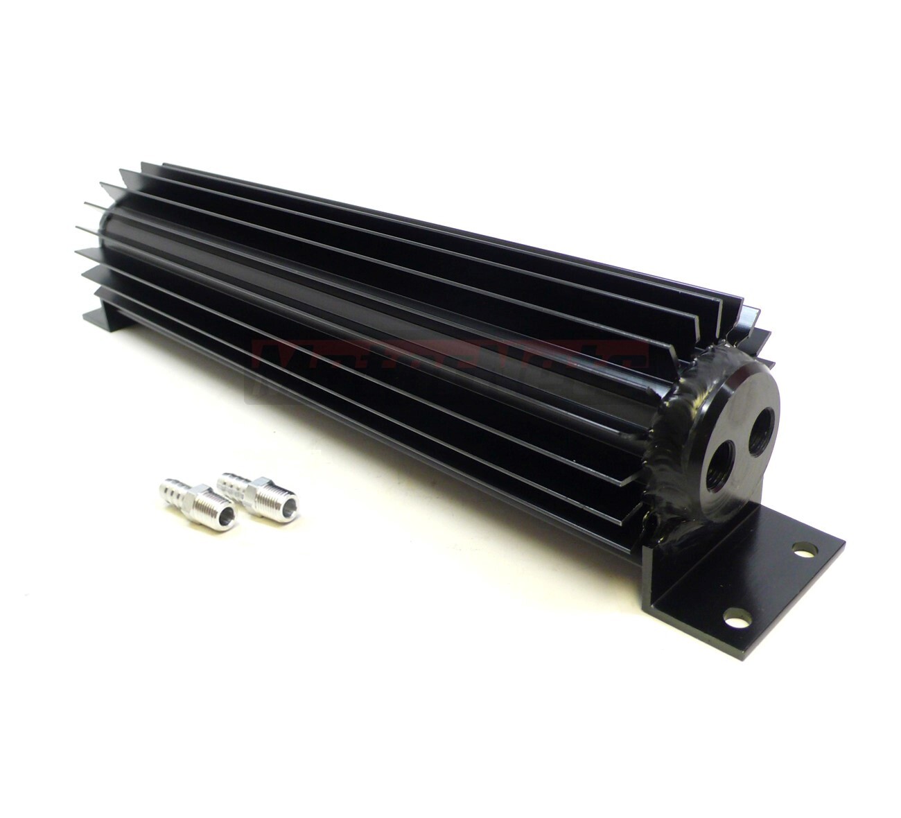 15″ Dual Pass Transmission Trans Oil Cooler Kit Universal Finned Black Aluminum