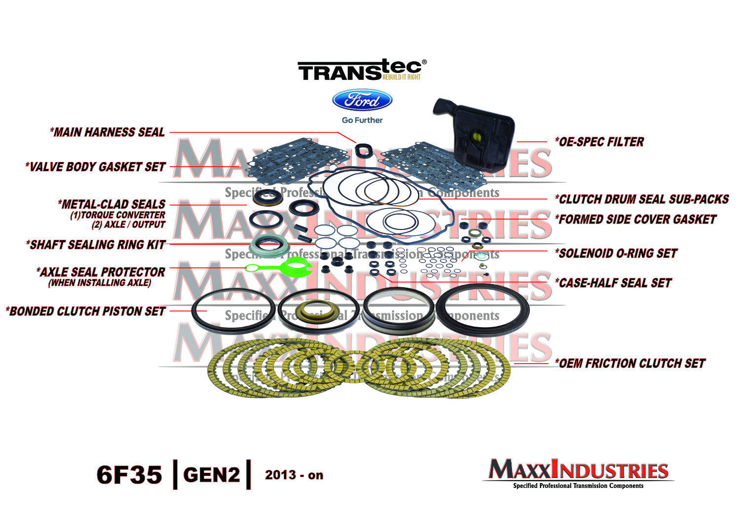 for 6F35 Transmission Rebuild Kit + Book TransTec 2013-on Ford Lincoln Mazda