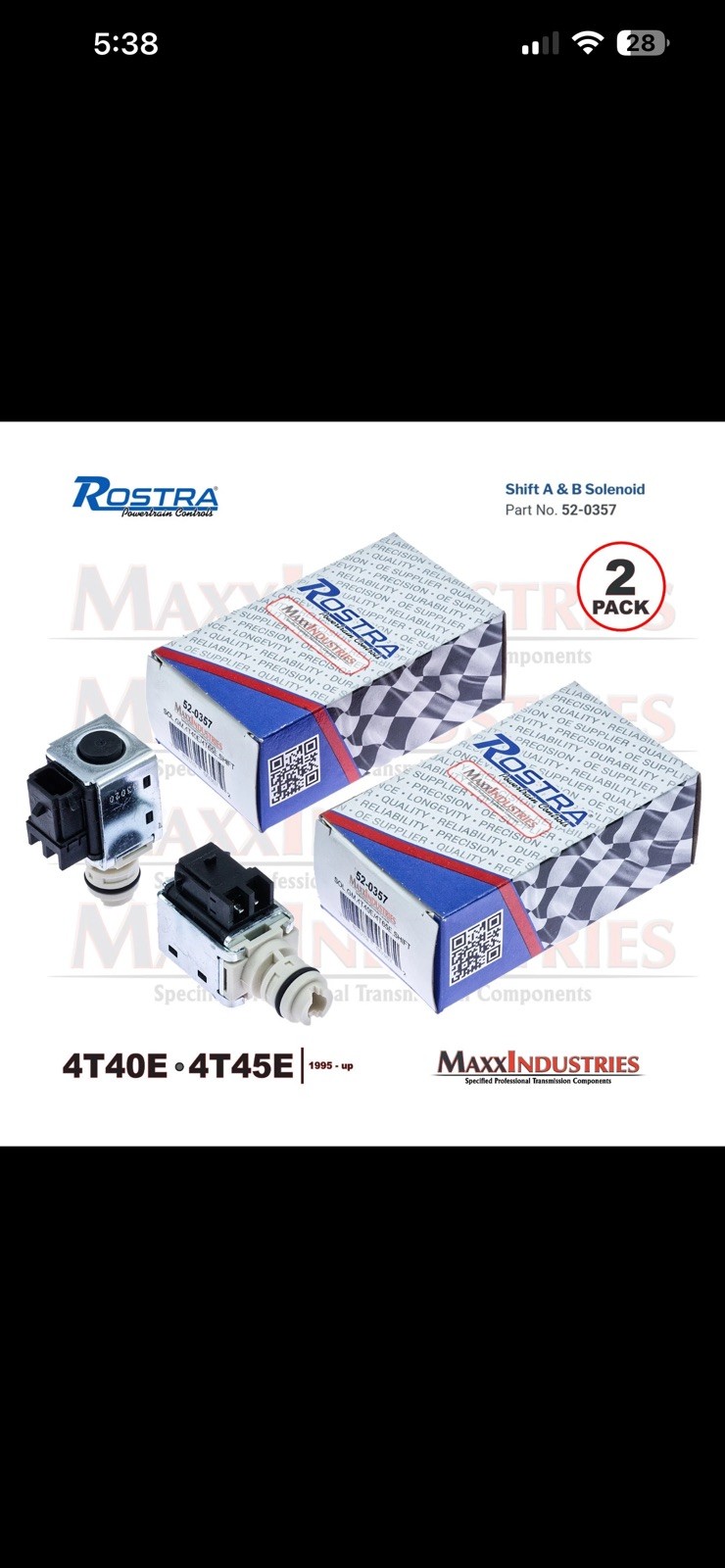 4T40E 4T45E 4T65E Transmission Shift Solenoid Set Rostra 52-0357 (OE 24207236)