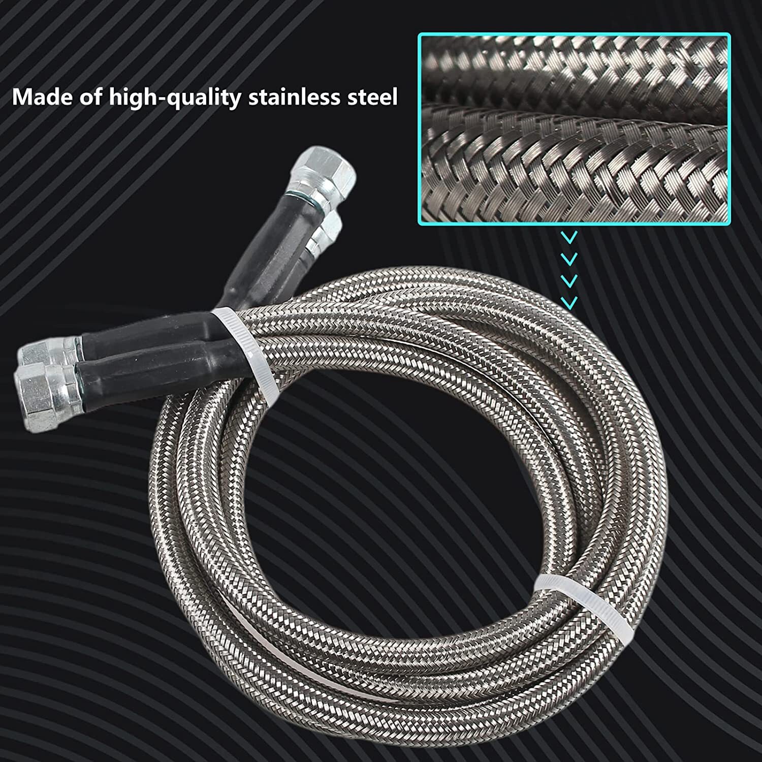 SS Braided Transmission Cool Hoses Lines Kit For Chevy Ford TH350 700R4 TH400