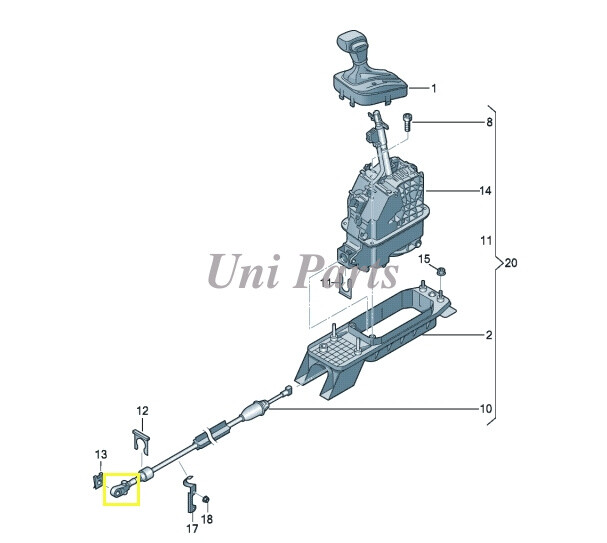 5K2713025 Original Shift Cable End Link For VW Audi 7-Speeds DSG or 6-Speed AT
