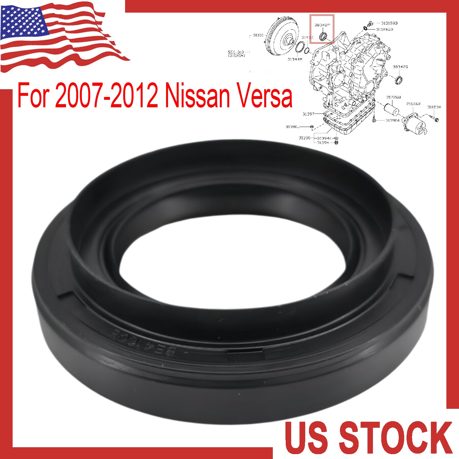 Transmission Output Axle Shaft Seal Fits For 2007-2012 Nissan Versa 38342-8E001