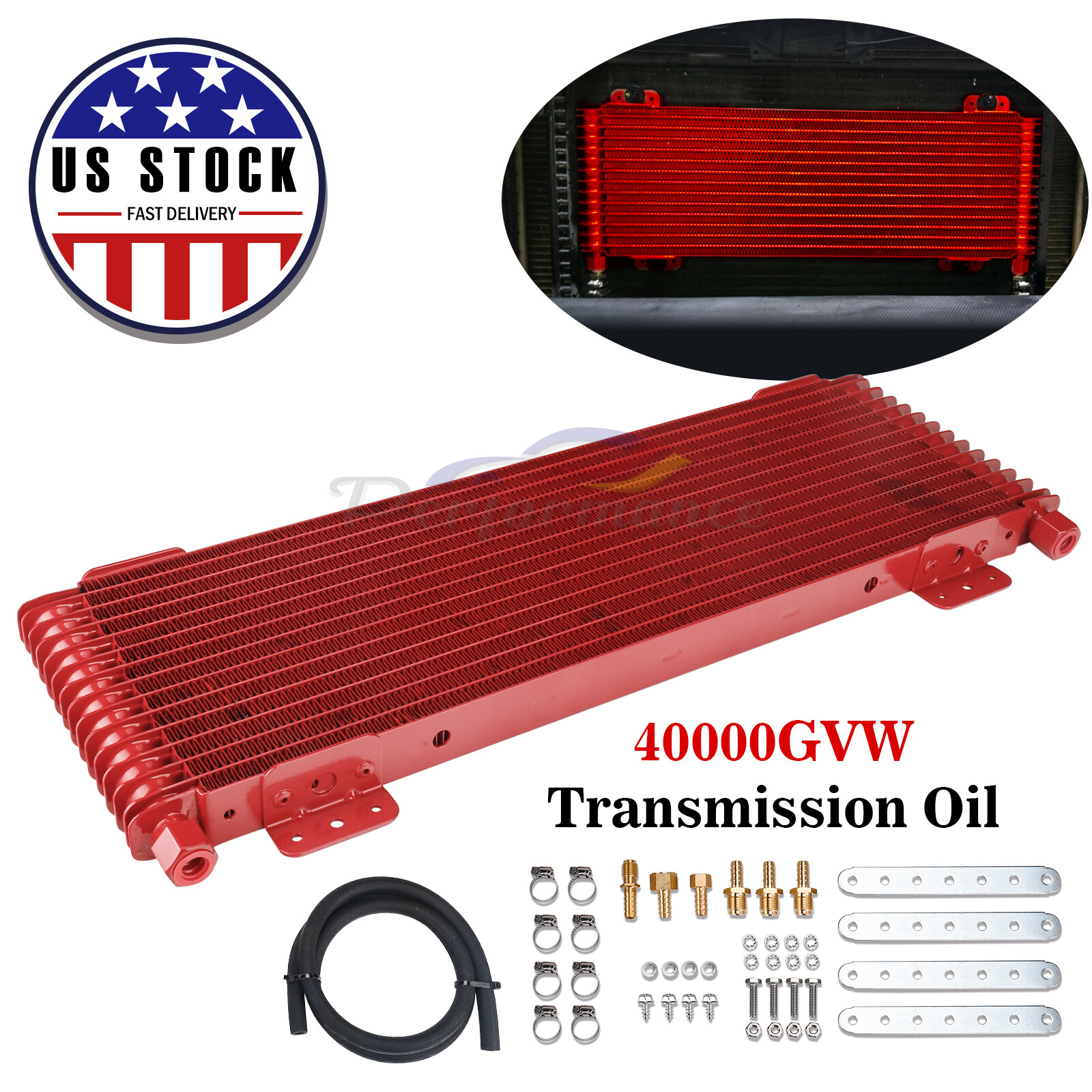 Max 40,000 40K GVW Transmission Performance Oil Cooler Red Heavy Duty 47391