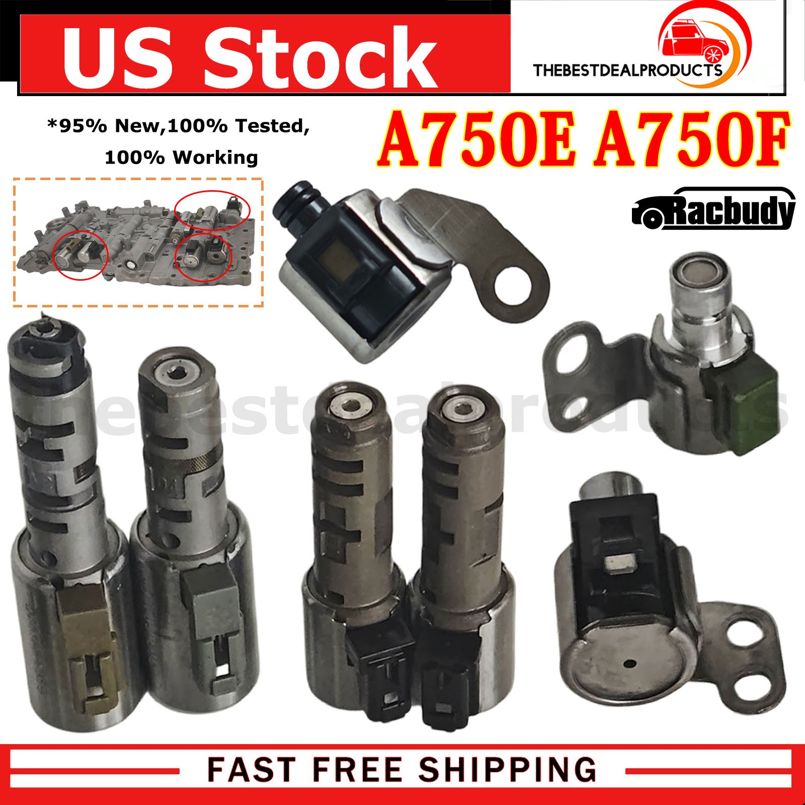 A750E A750F Transmission Solenoids Kit for 00-11 Toyota Kia Lexus Suzuki Escudo