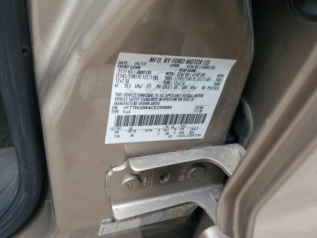 2012 – 2014 Ford F250SD Pickup Automatic Transmission 6.2L 4WD