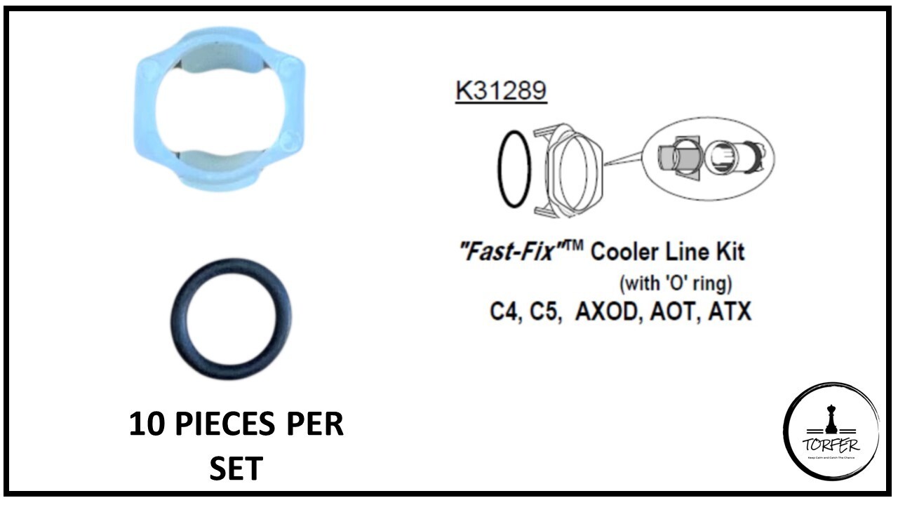 K31289 COOLER LINE KIT OF O RINGS & CLIPS FIT FORD C4,C5, AXOD, AODE, ATX, 10PCS