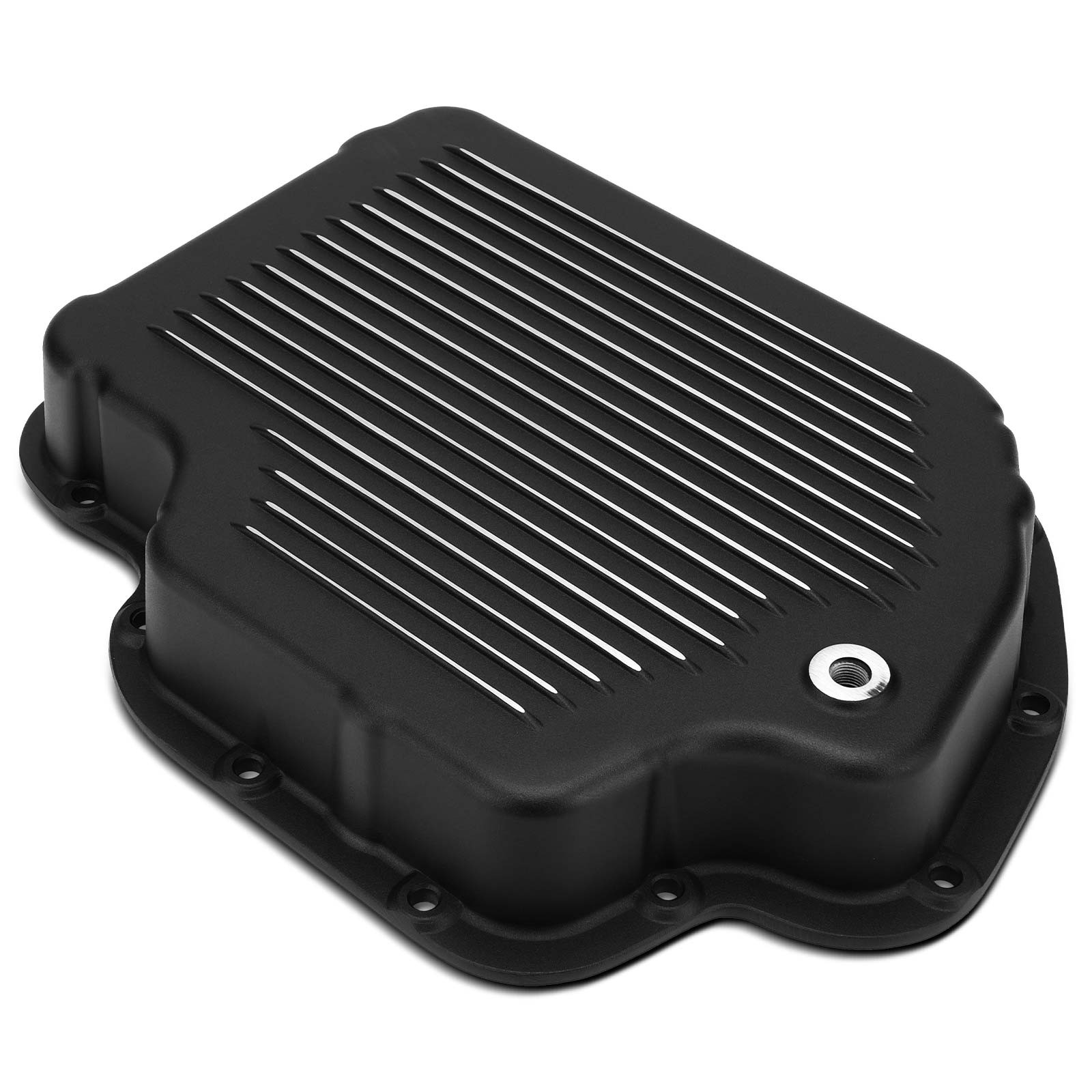 New Finned Aluminum Transmission Oil Pan for GM TH400 2-3/8 Inch Pan Depth Black