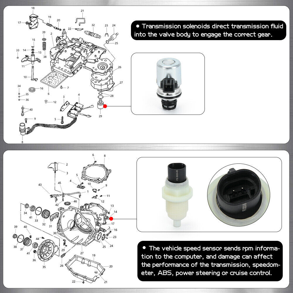 For 2000-Up A518 46RE 48RE Transmission Filter Kit w/ Solenoid & Sensor Set