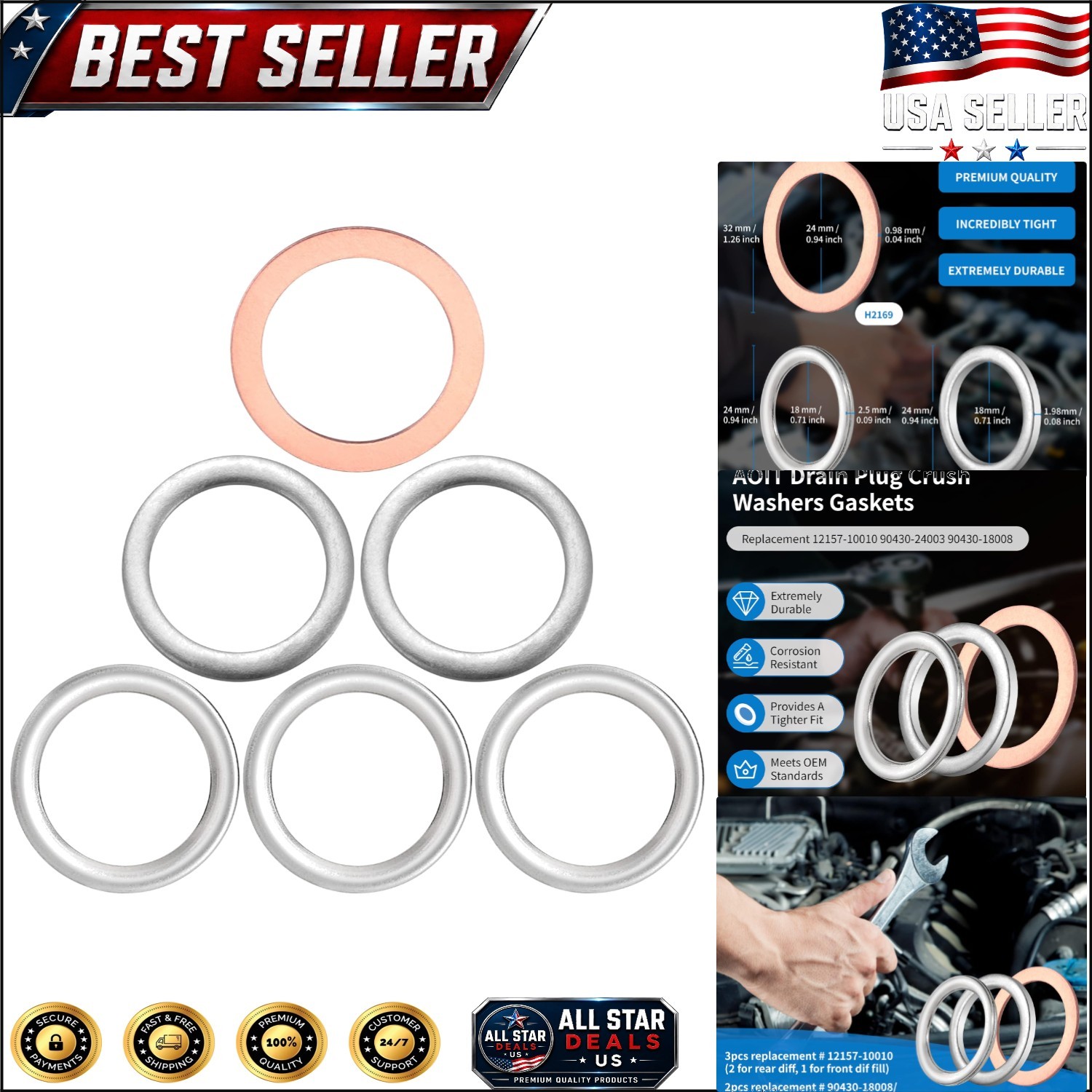 6-Pc Copper Crush Washer Set for Toyota – Leak-Proof Performance Guaranteed