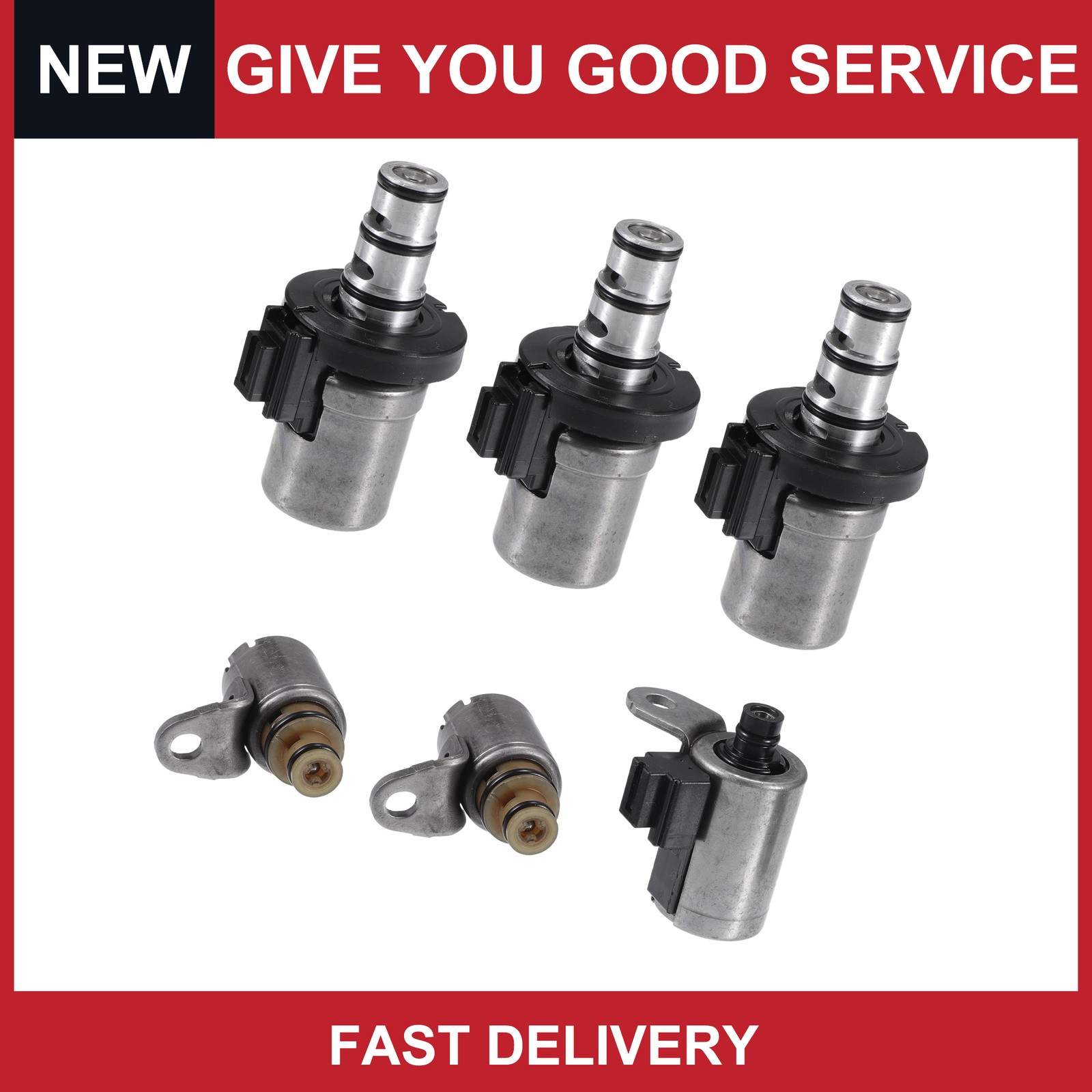 Pack of 6 for Ford Focus 00-12 for Mazda 6 03-08 Car Transmission Solenoid Black