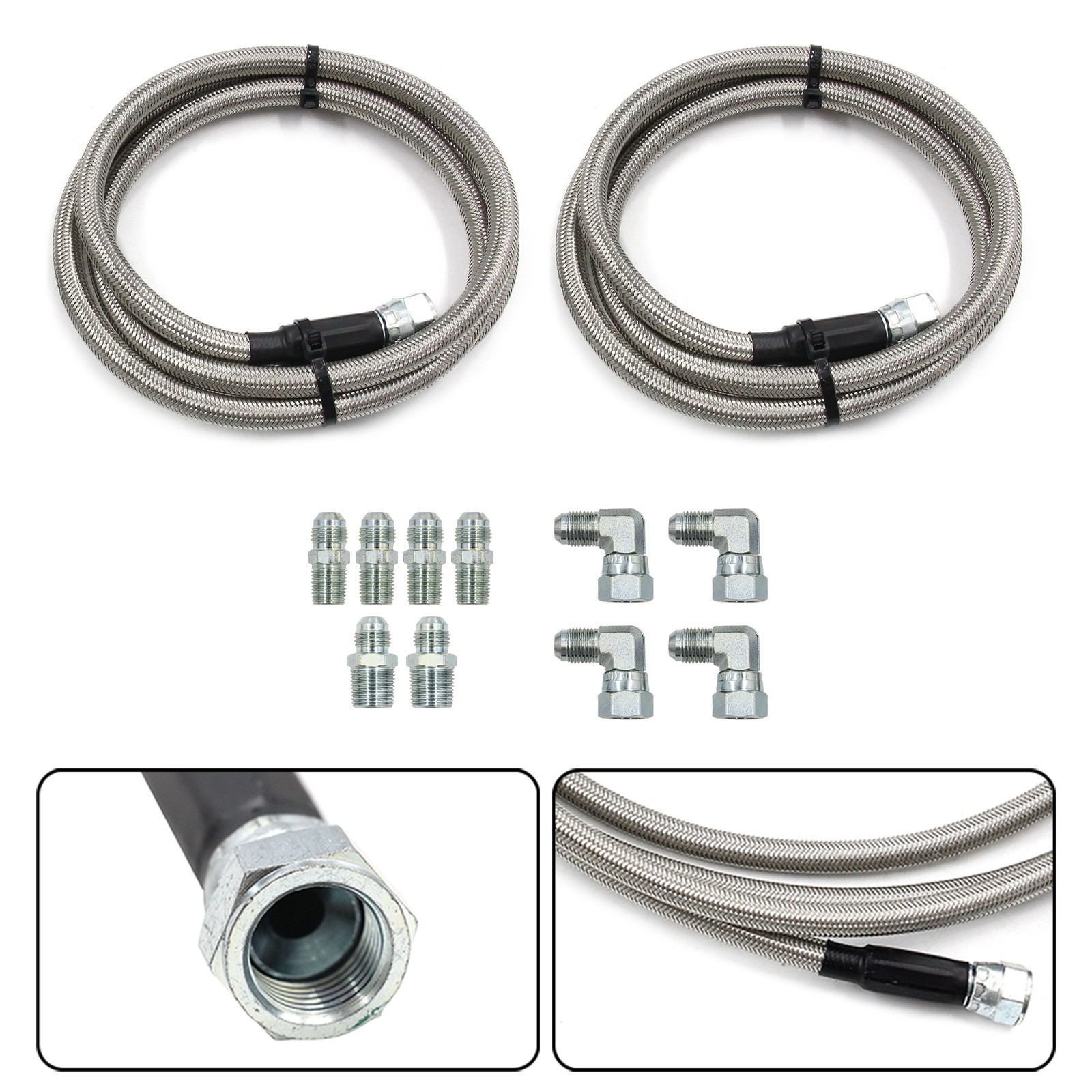 52″ Length SS Braided Transmission Cooler Hose Lines For TH350 700R4 TH400🚙