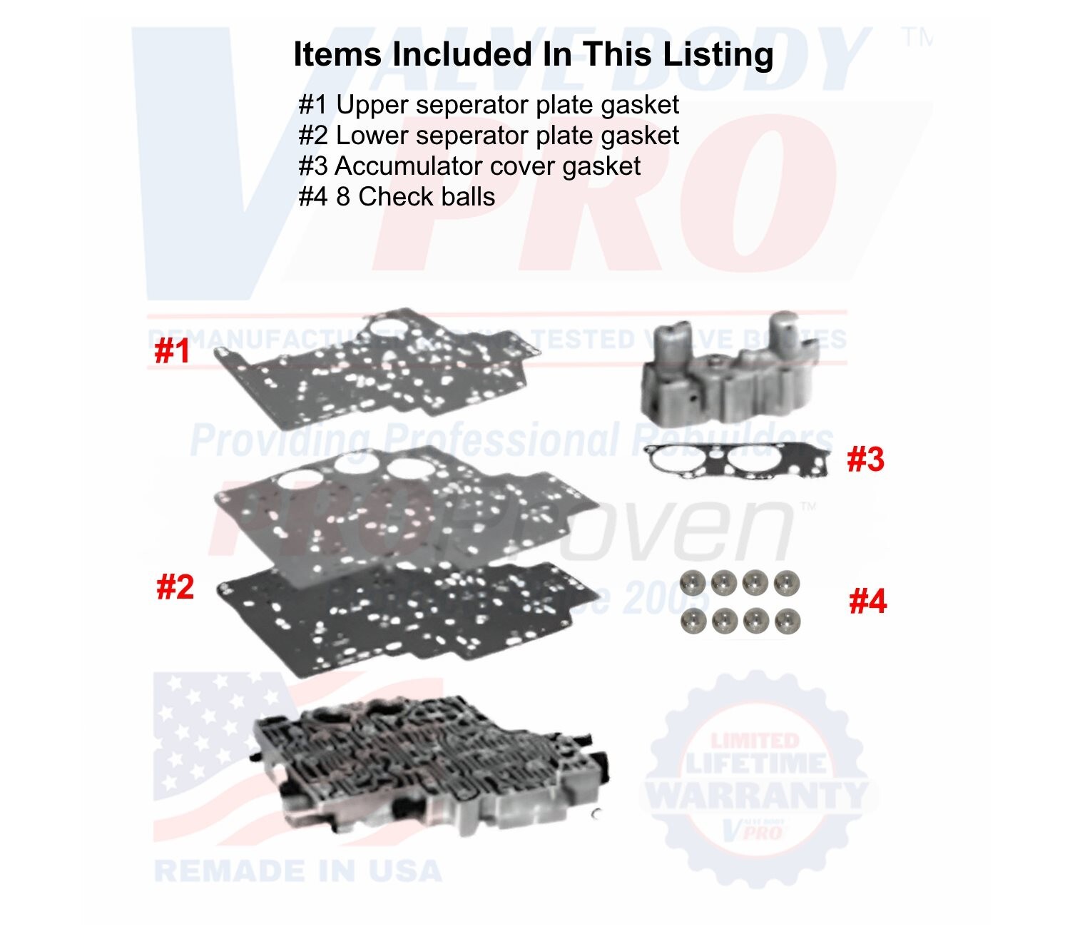 Valve Body Gasket Kit 4L80E 4L85E Transmission includes Check Balls 1991-up