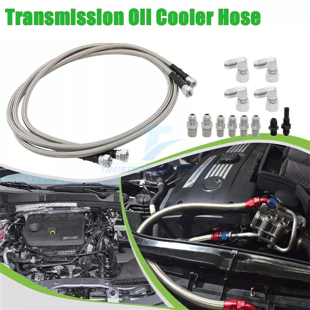 For GM 4L60E 4L80E Flexible SS Braided Transmission Cooler Lines Kit -6AN Hose
