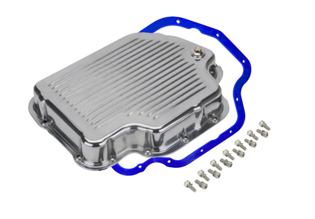 Turbo TH400 Finned Aluminum Transmission Oil Pan 2 1/4″ Polished w/ Bolts For GM