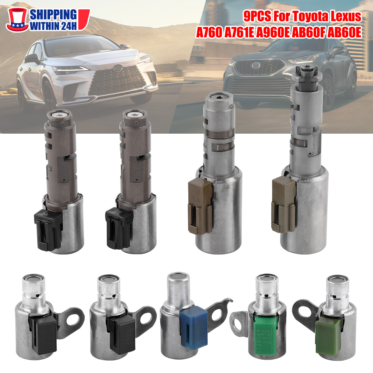 9 PCS Transmission Solenoid Valve A760 A761E A960E AB60F AB60E For Toyota Lexus
