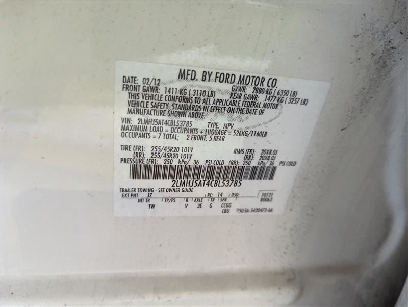 Automatic Transmission 6 Speed VIN C 8th Digit FWD Fits 09-12 FLEX 493429