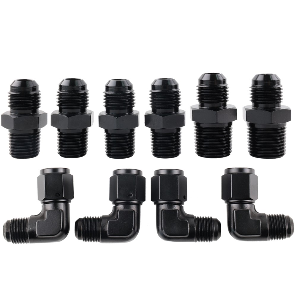 BLK 52” Nylon Braided Transmission Cooler Hose Line Fitting TH350 700R4 TH400