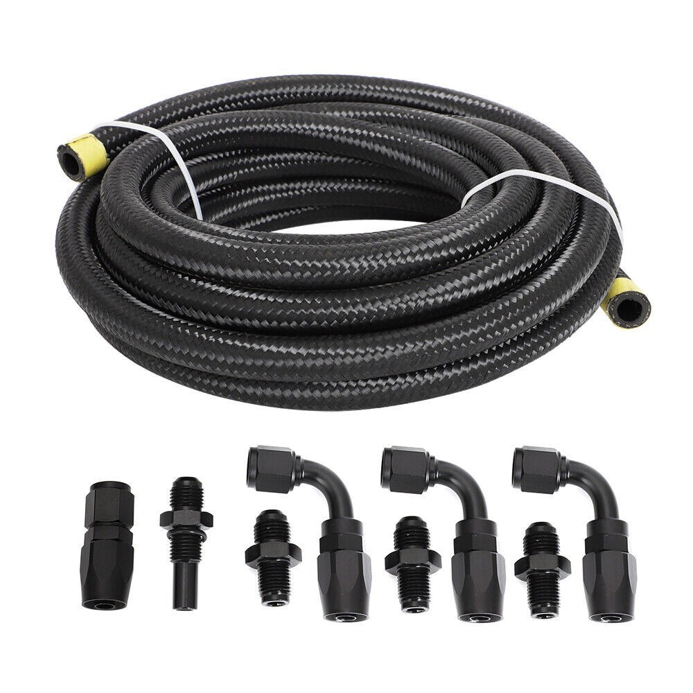 6AN For 4L80E Nylon Steel Braided Line Automatic Transmission Cooler Line Kit