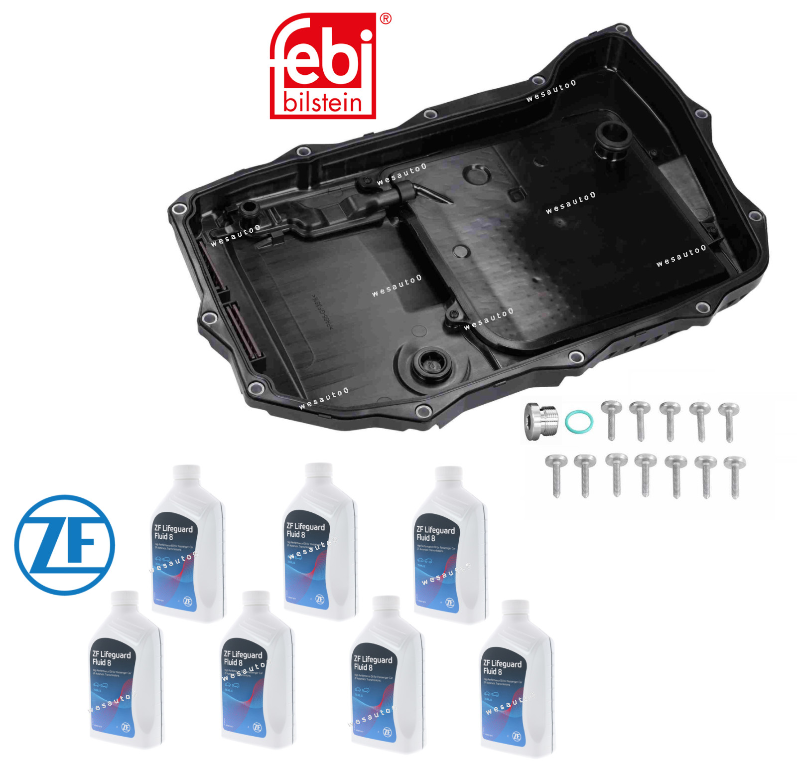 Transmission Oil Pan Filter Gasket Bolt + 7L ATF Fluid OES for Porsche Cayenne